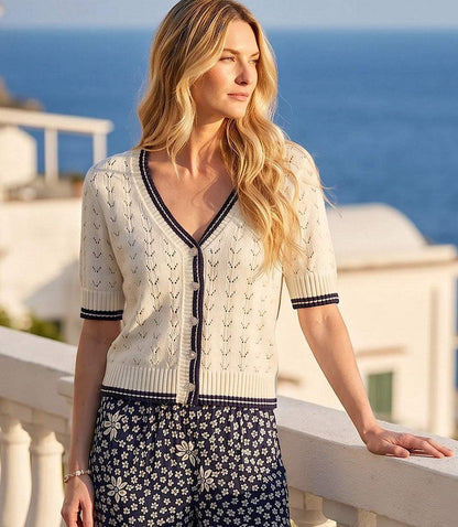 Petite Size Short Sleeve Cardigan Sweater