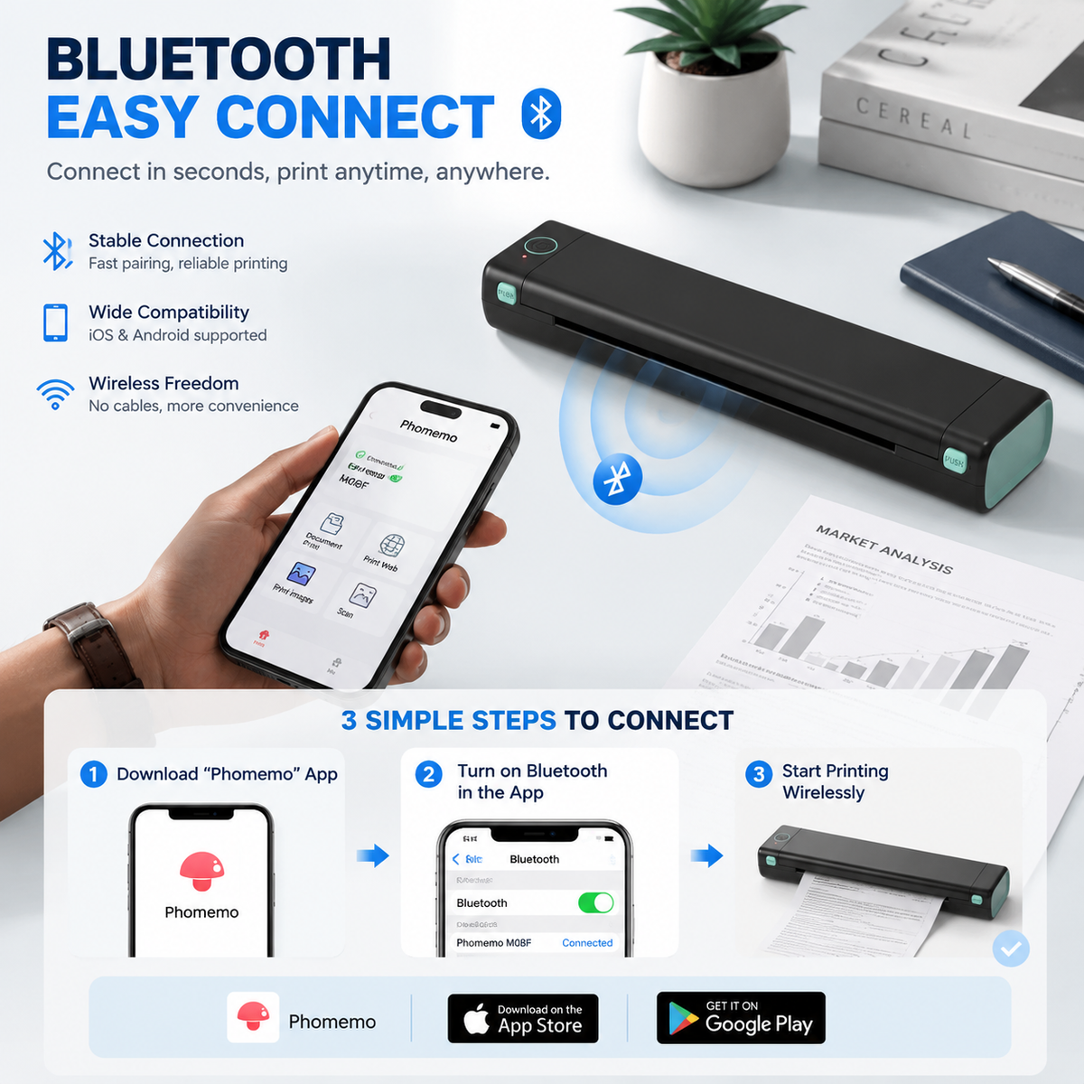 🔥🔥Portable Printer Wireless, Compatible With Phone & Laptop