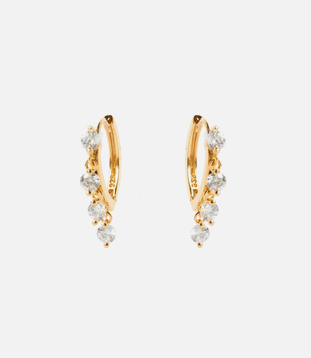 Dangling Crystal Huggie Earrings