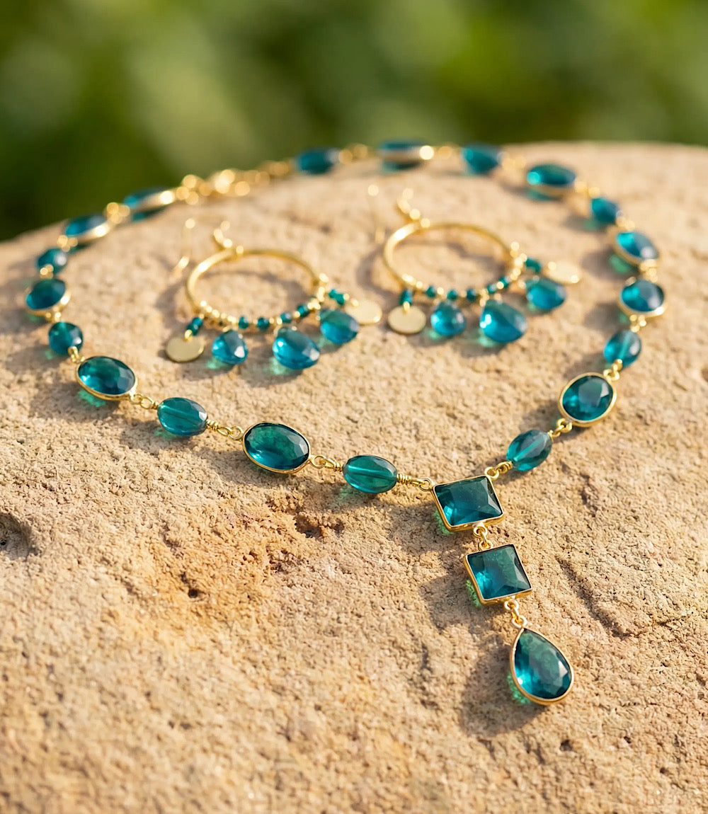Teal Topaz Dangle Earrings