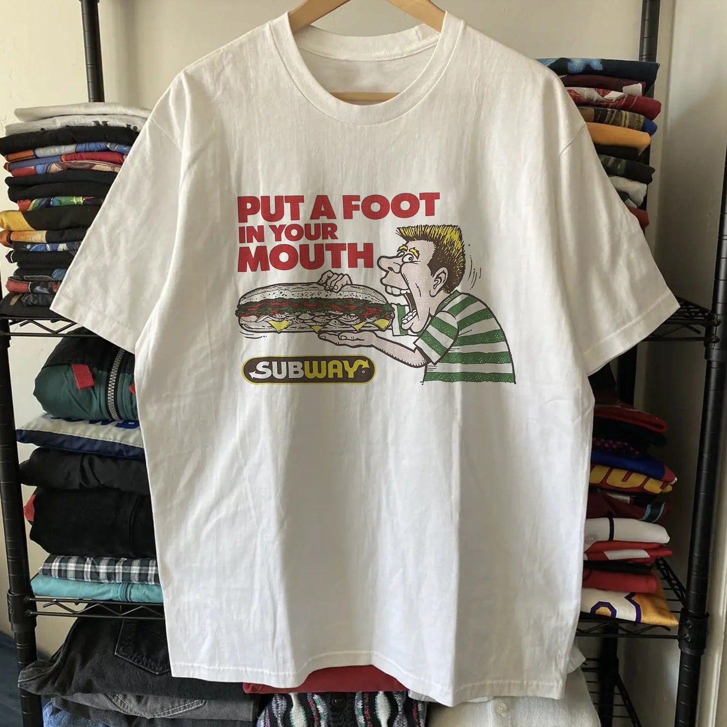 88 Subway - Put a Foot in Your Mouth Washed White Tee