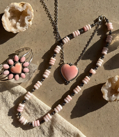 Pink Conch Heart Necklace