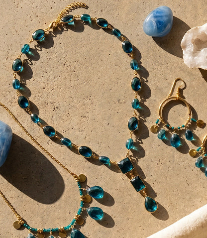 Teal Topaz Dangle Earrings