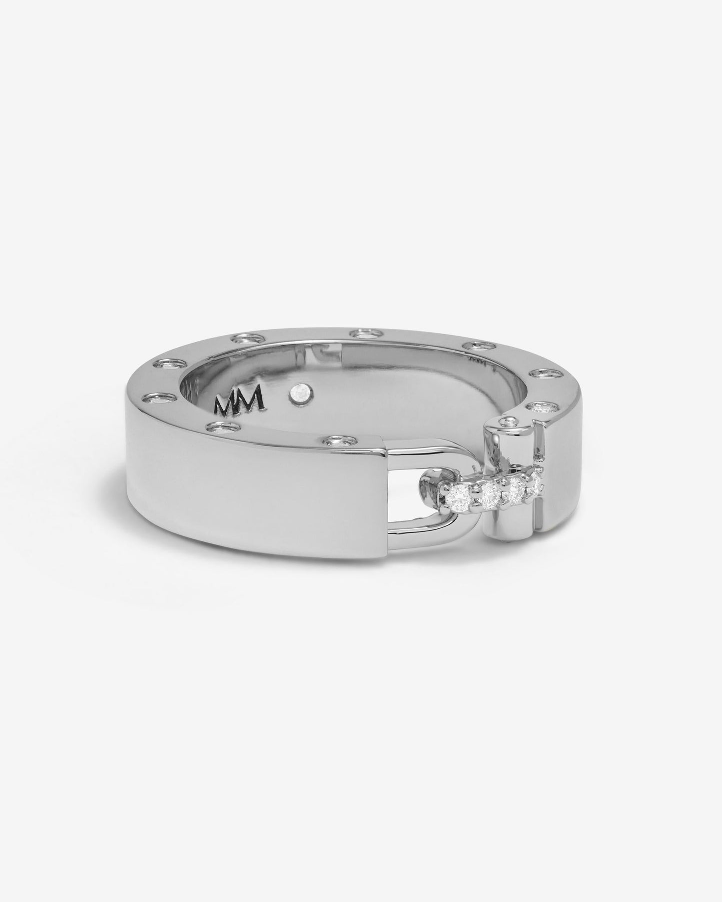 Ashley Smooth Lock Ring - Silver|White Diamondettes