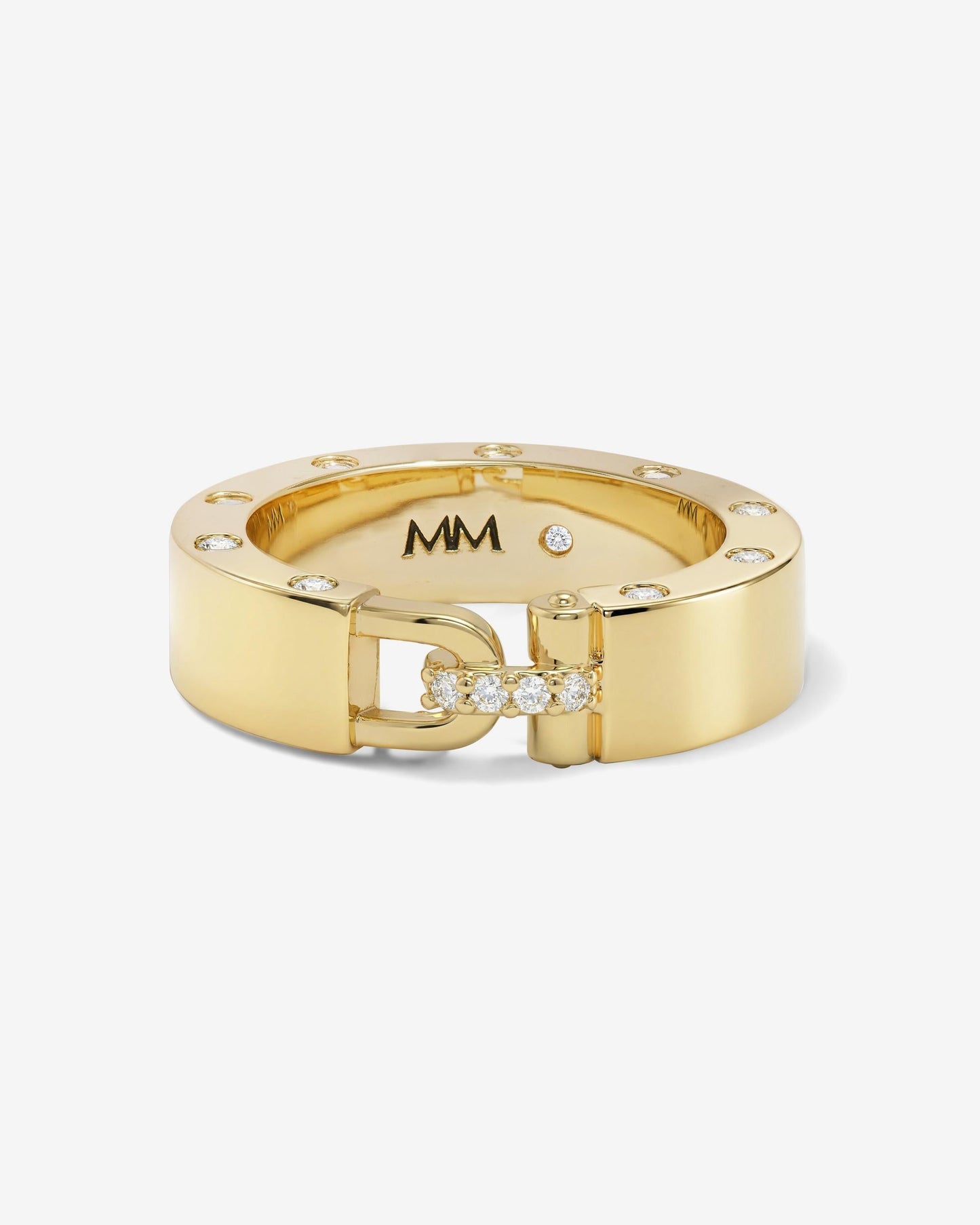 Ashley Smooth Lock Ring - Gold|White Diamondettes