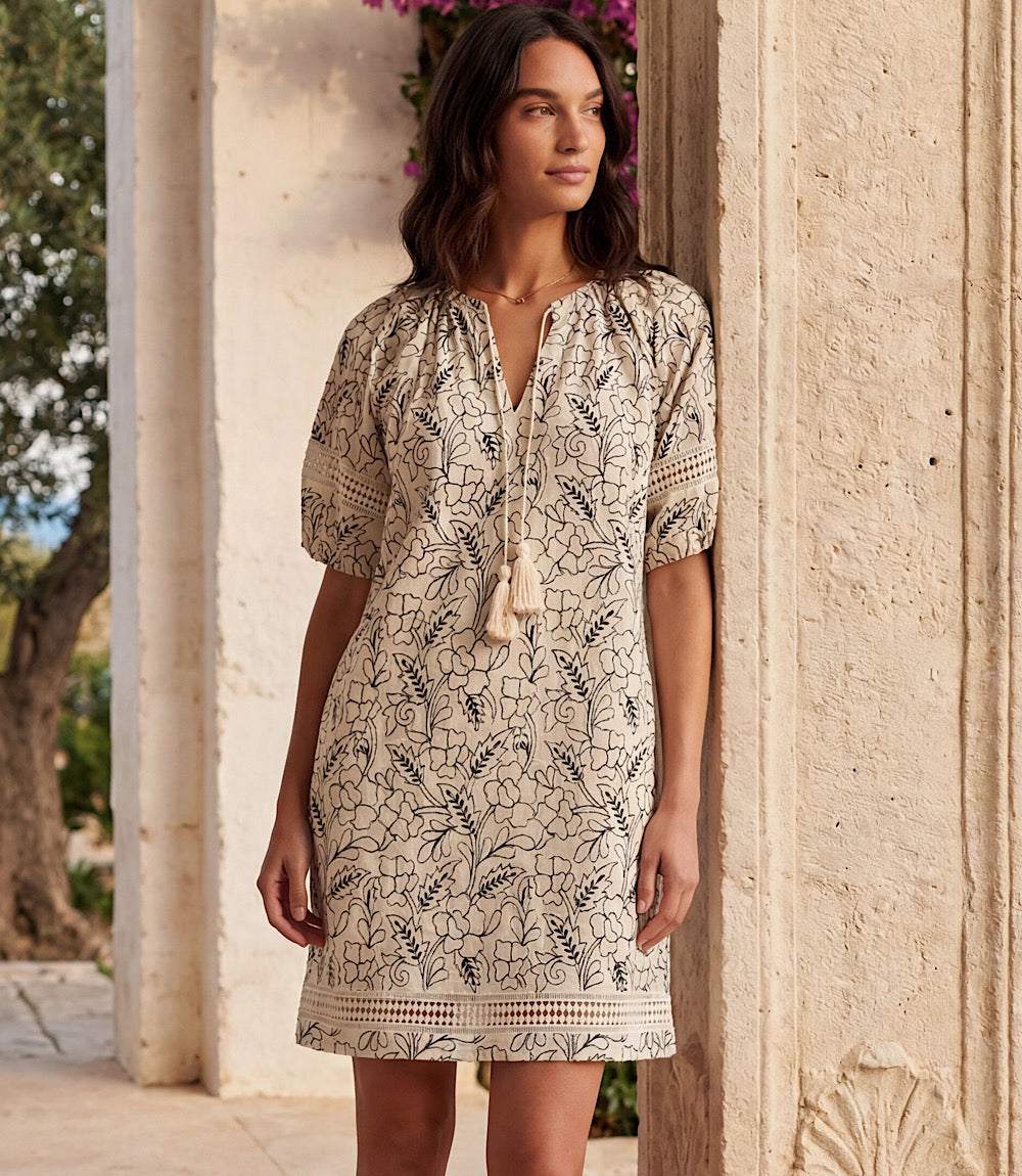 Petite Size Puff Sleeve Tassel Dress