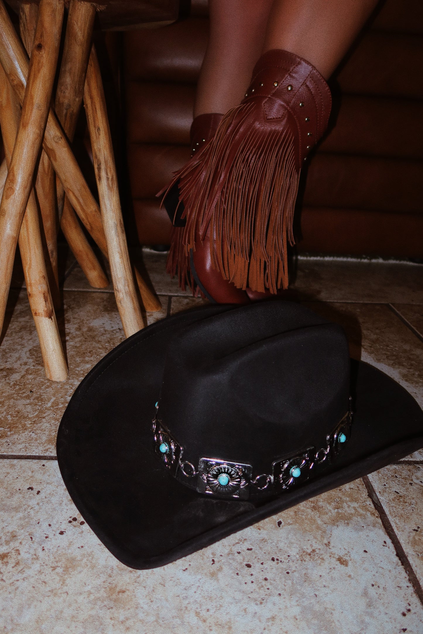 Bayley Fringe Cowgirl Boots - Brown