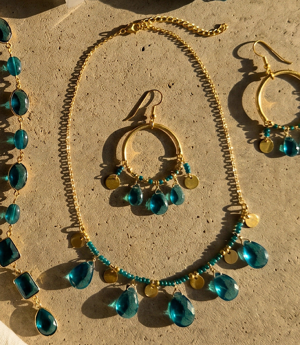 Teal Topaz Dangle Earrings