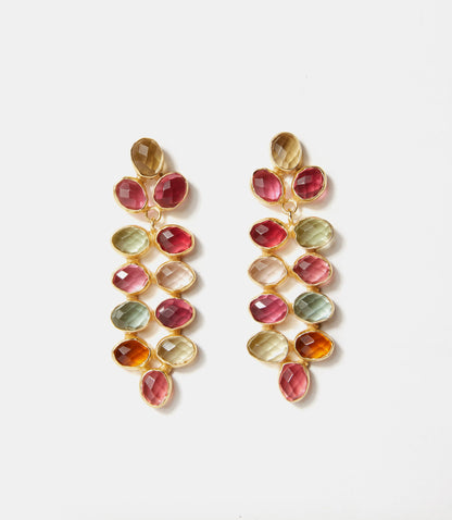 Multi Color Beaded Gemstone Earrings