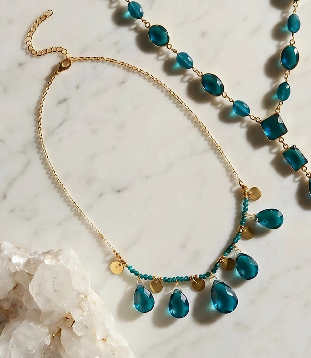 Teal Topaz Lariat Necklace