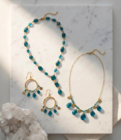 Teal Topaz Dangle Earrings