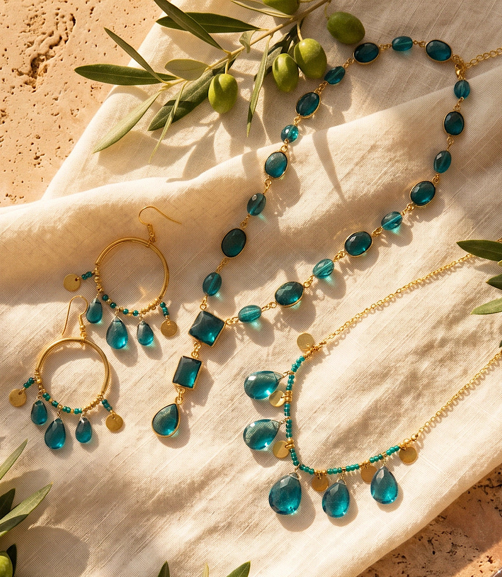 Teal Topaz Dangle Earrings
