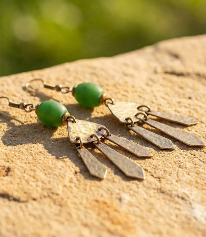 Hammered Brass Dangle Earrings