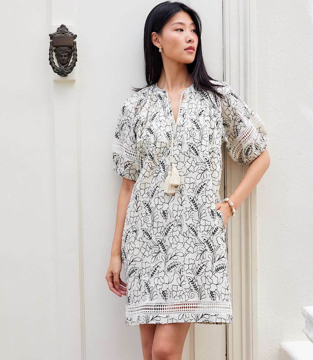 Petite Size Puff Sleeve Tassel Dress
