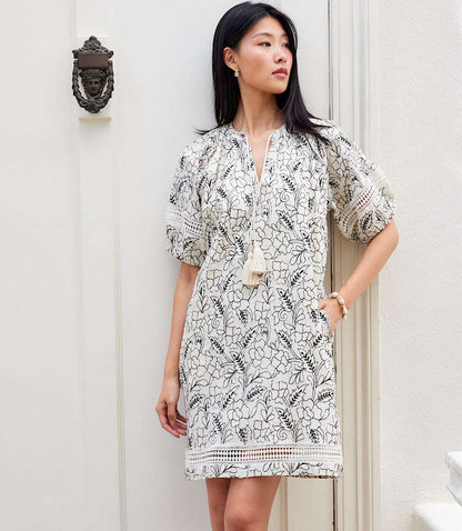 Petite Size Puff Sleeve Tassel Dress