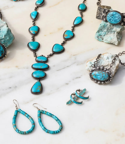 Kingman Turquoise Beaded Teardrop Earrings