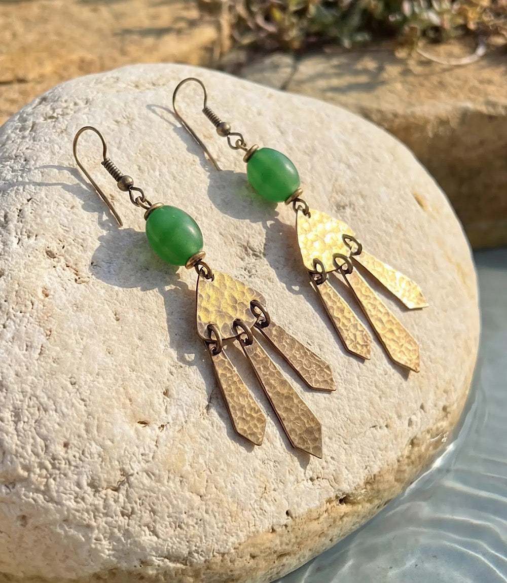 Hammered Brass Dangle Earrings