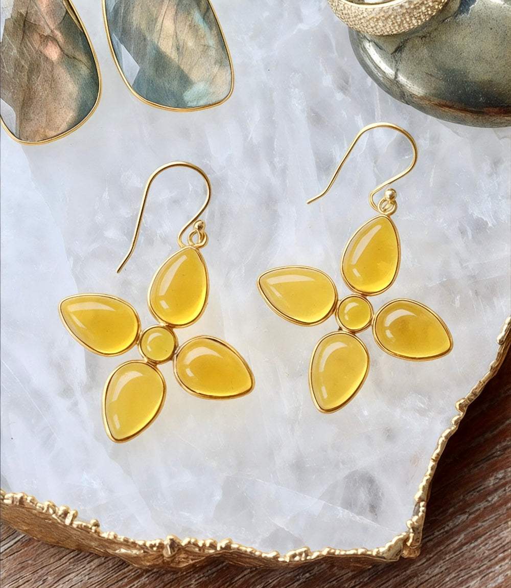Dangling Gemstone Earrings