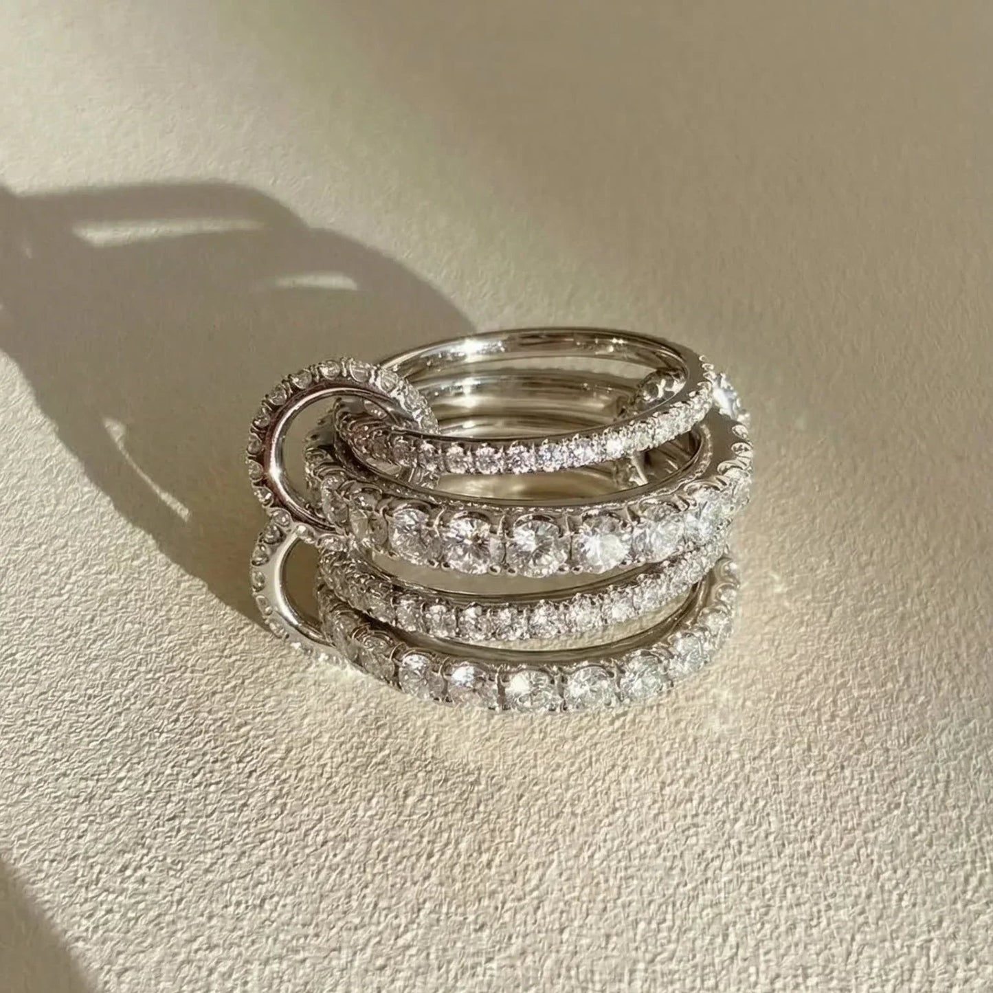 Hallie Stacked Diamond Silver Ring