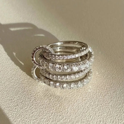 Hallie Stacked Diamond Silver Ring