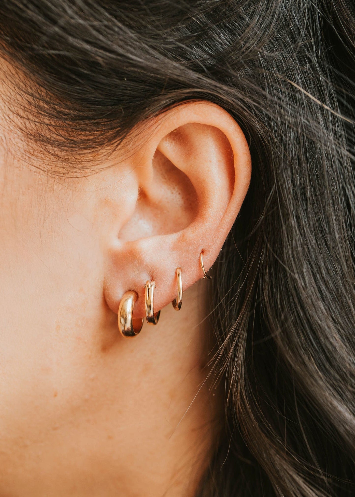 Hoop Earrings Set - Gold
