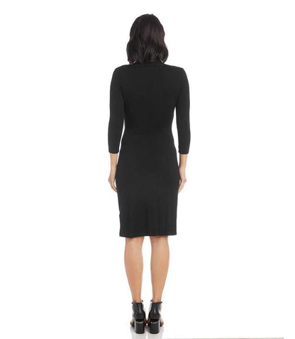 Petite Size 3/4 Sleeve Cascade Wrap Dress