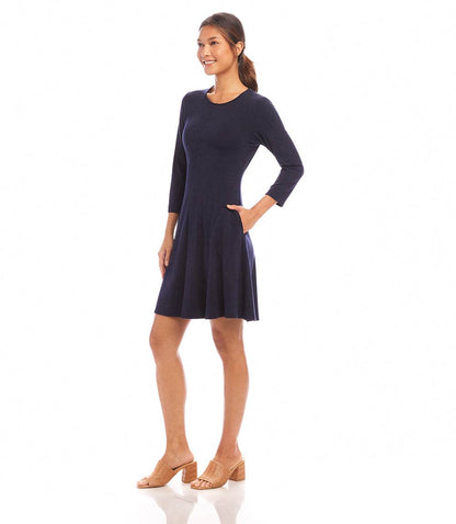 Petite Size 3/4 Sleeve Fit & Flare Dress