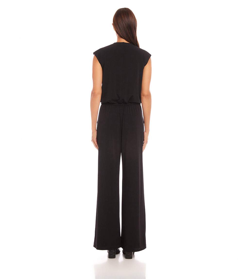 Petite Size Sleeveless Travel Jersey Jumpsuit