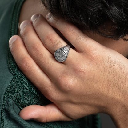 "Walk to Me, and I'll run to you" Medallion Ring | Men