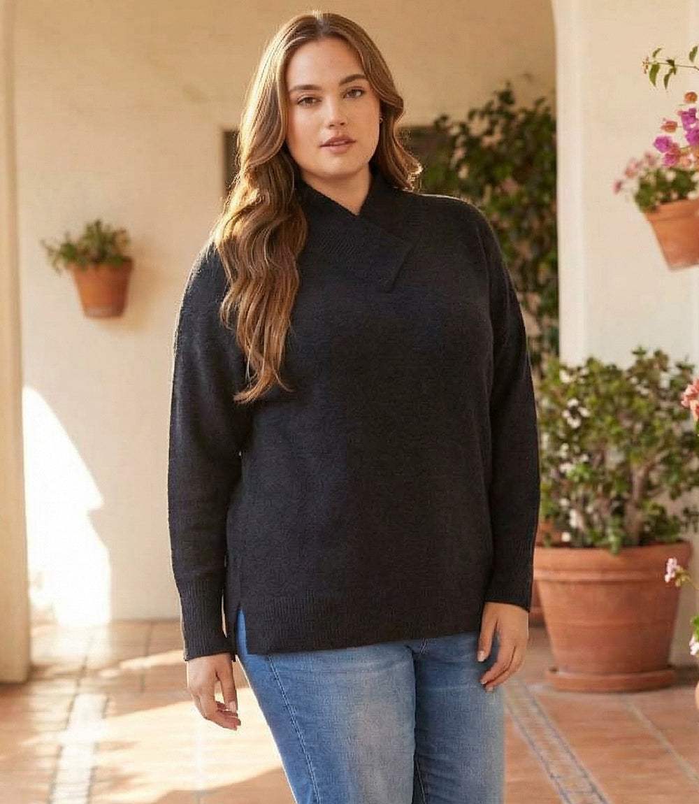 Plus Size Shawl Collar Sweater
