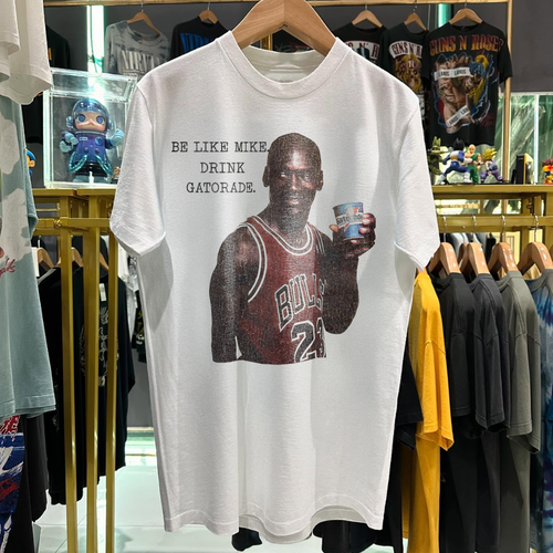 90s Be Like Mike Drink Gatorade Rare Washed White T-Shirt