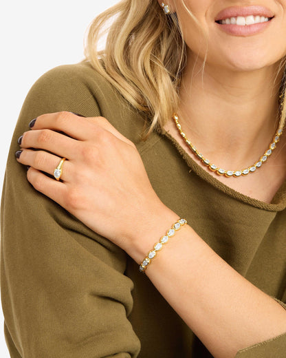 She's a Boss Tennis Bracelet 4mm - Gold|White Diamondettes