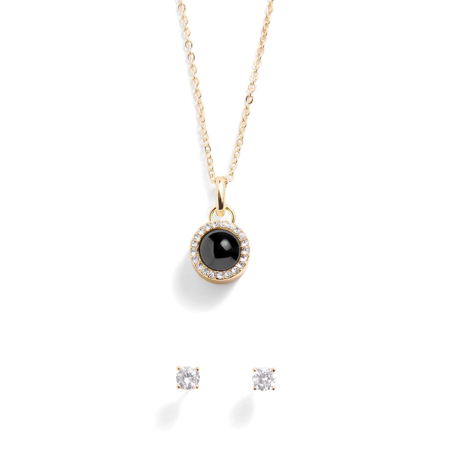 Personalized Pavé Circle Photo Necklace and Earring Gift Set