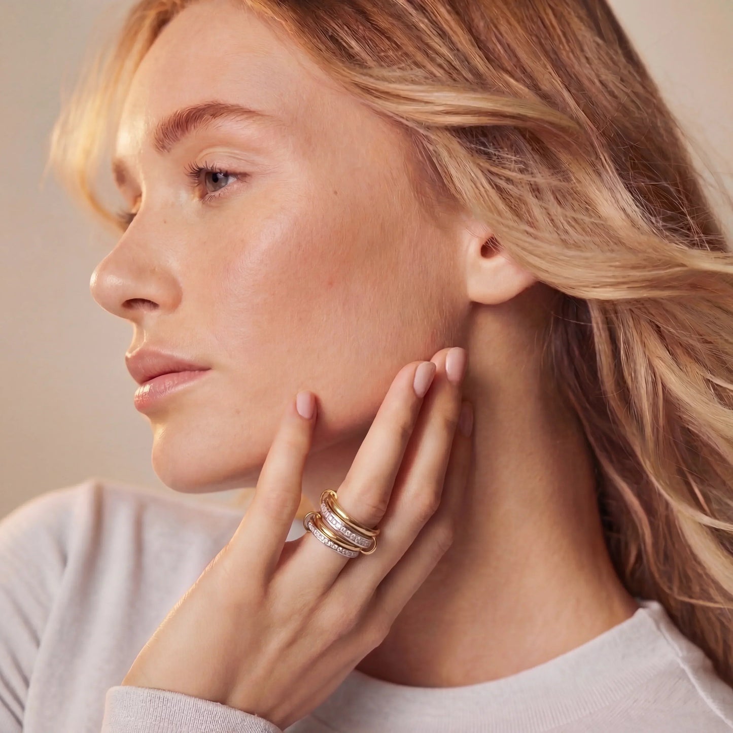 Valerie Two Tone Stacked Diamond Ring