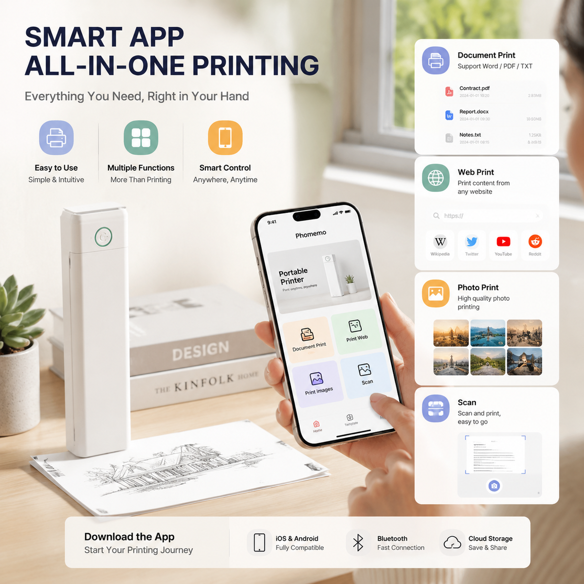 🔥🔥Portable Printer Wireless, Compatible With Phone & Laptop
