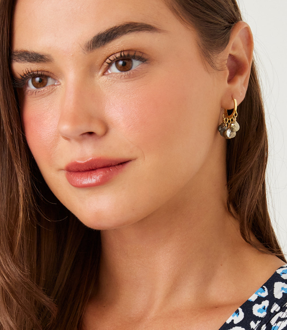 Gemstone Huggie Earrings
