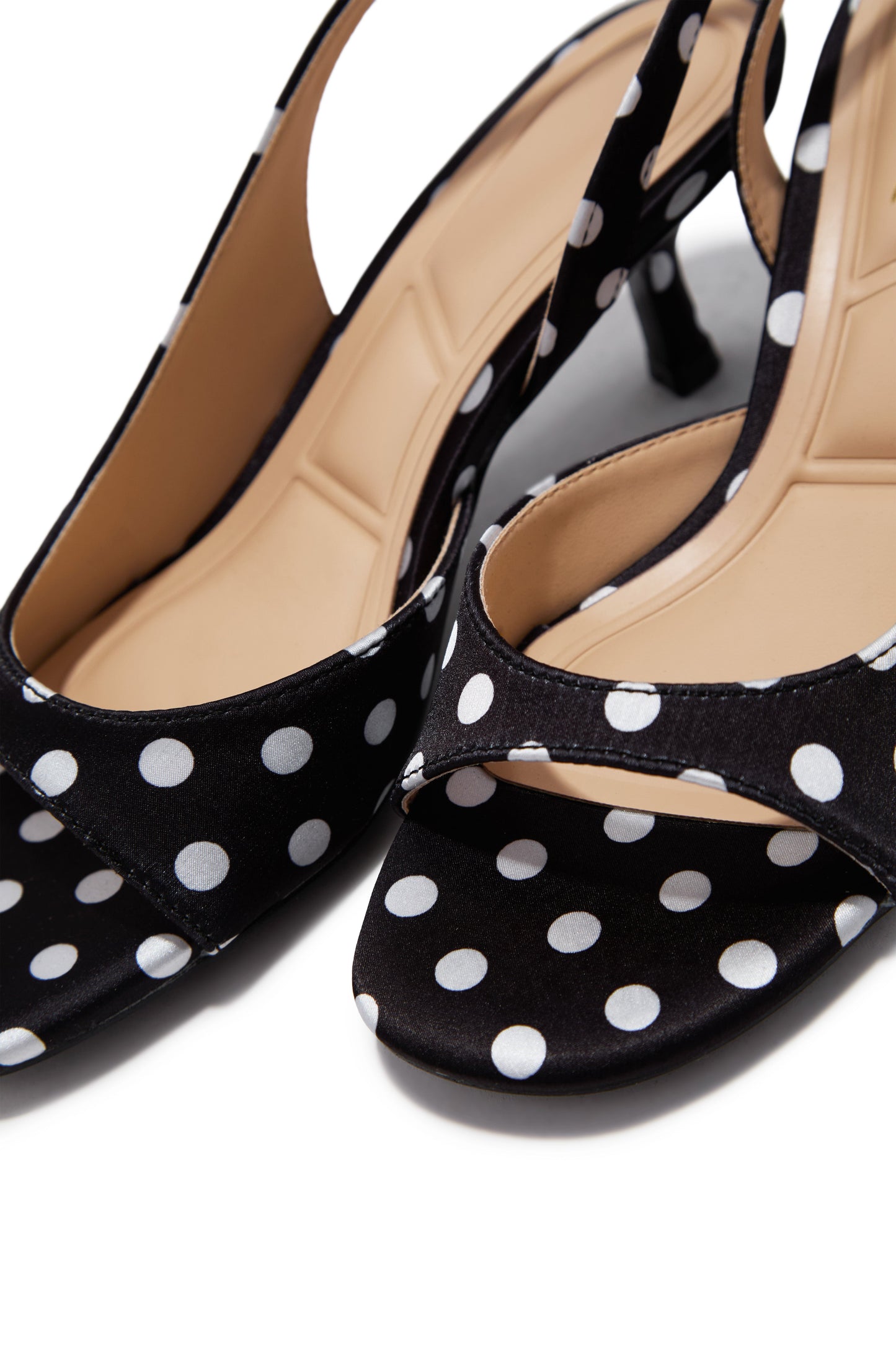 Becca Slingback Mid Heels - Black Polka Dot