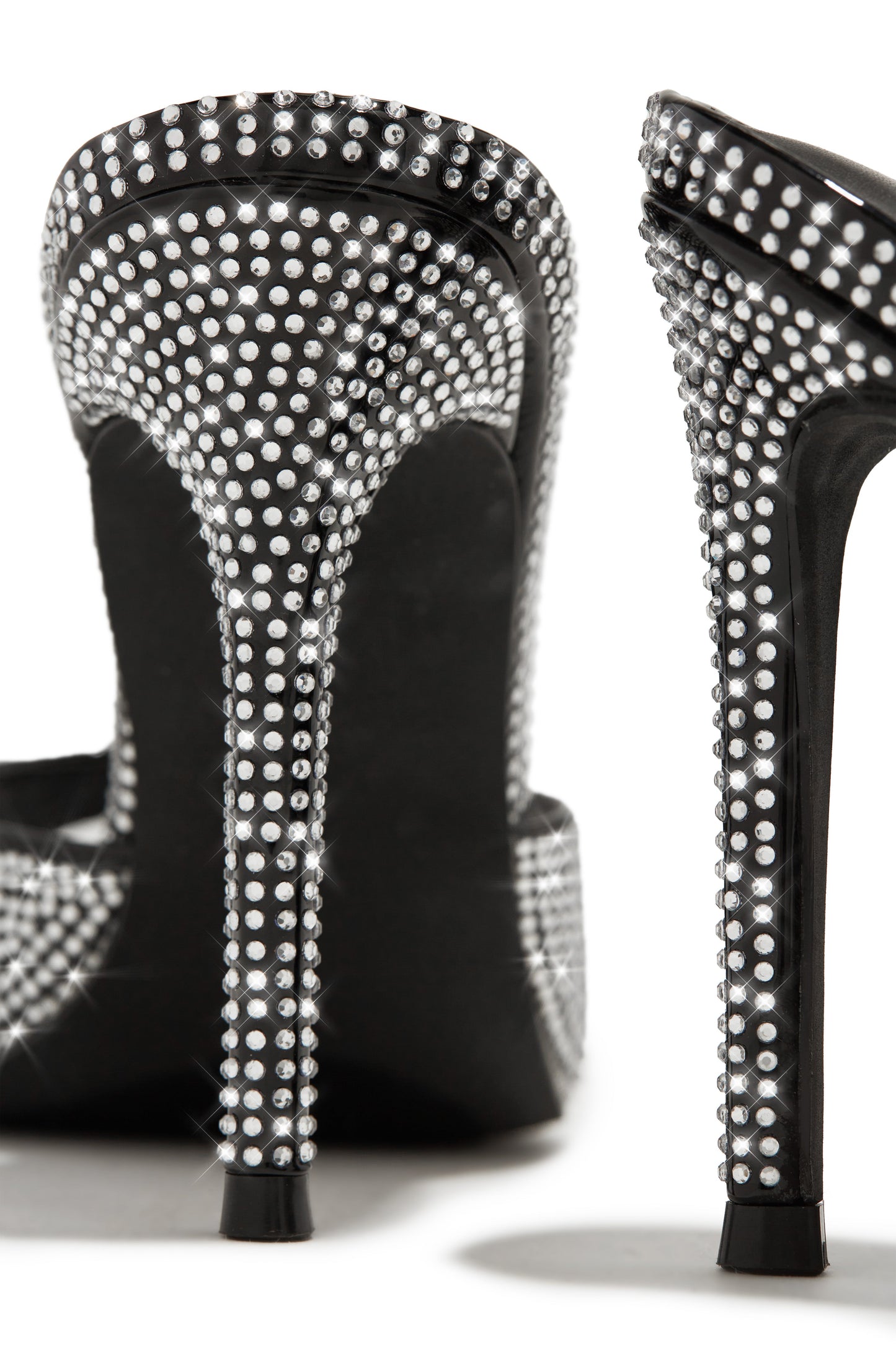 Amiah Embellished High Heel Mules - Black