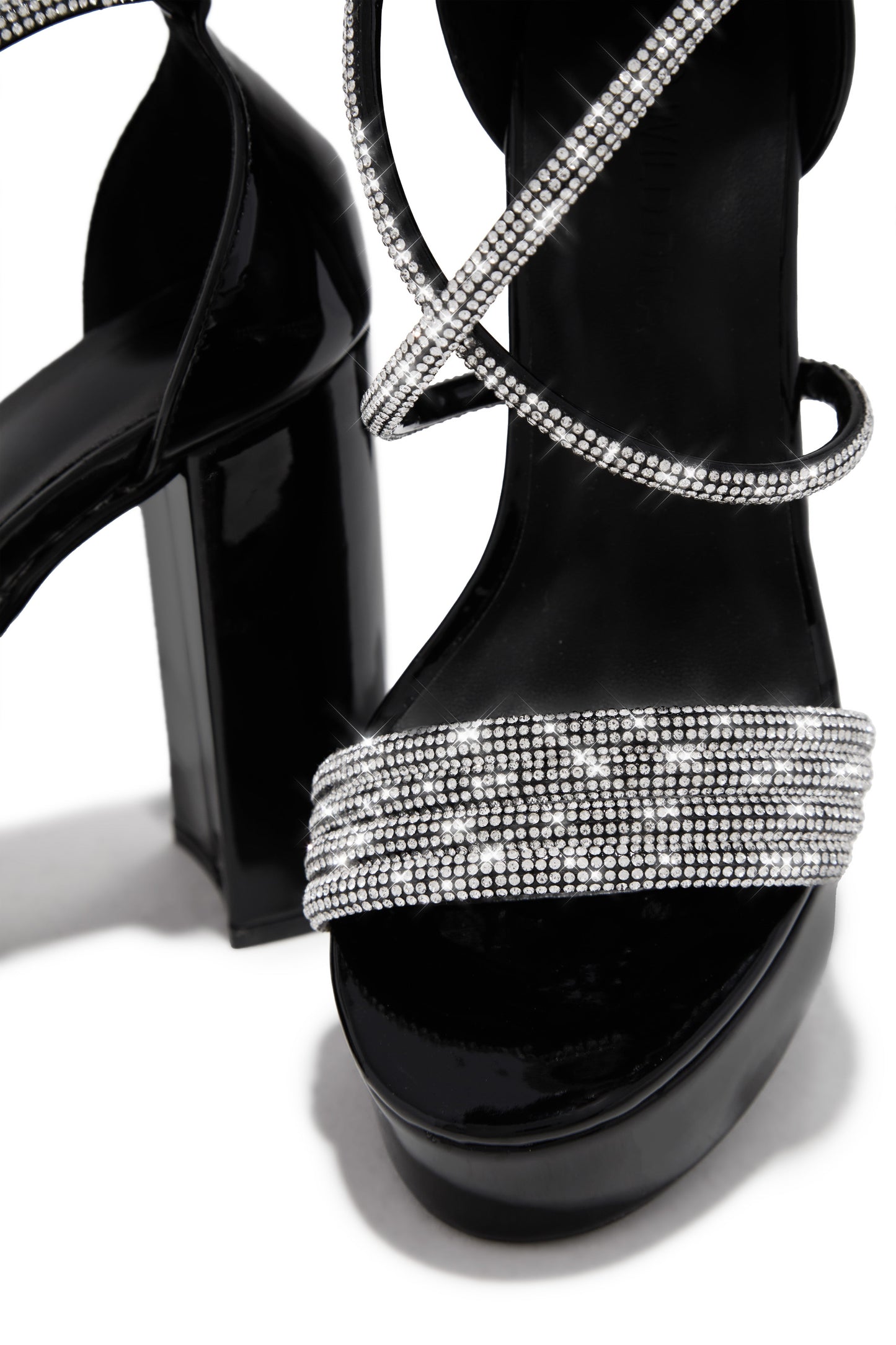 Special Nights Embellished Platform Block Heels - Black