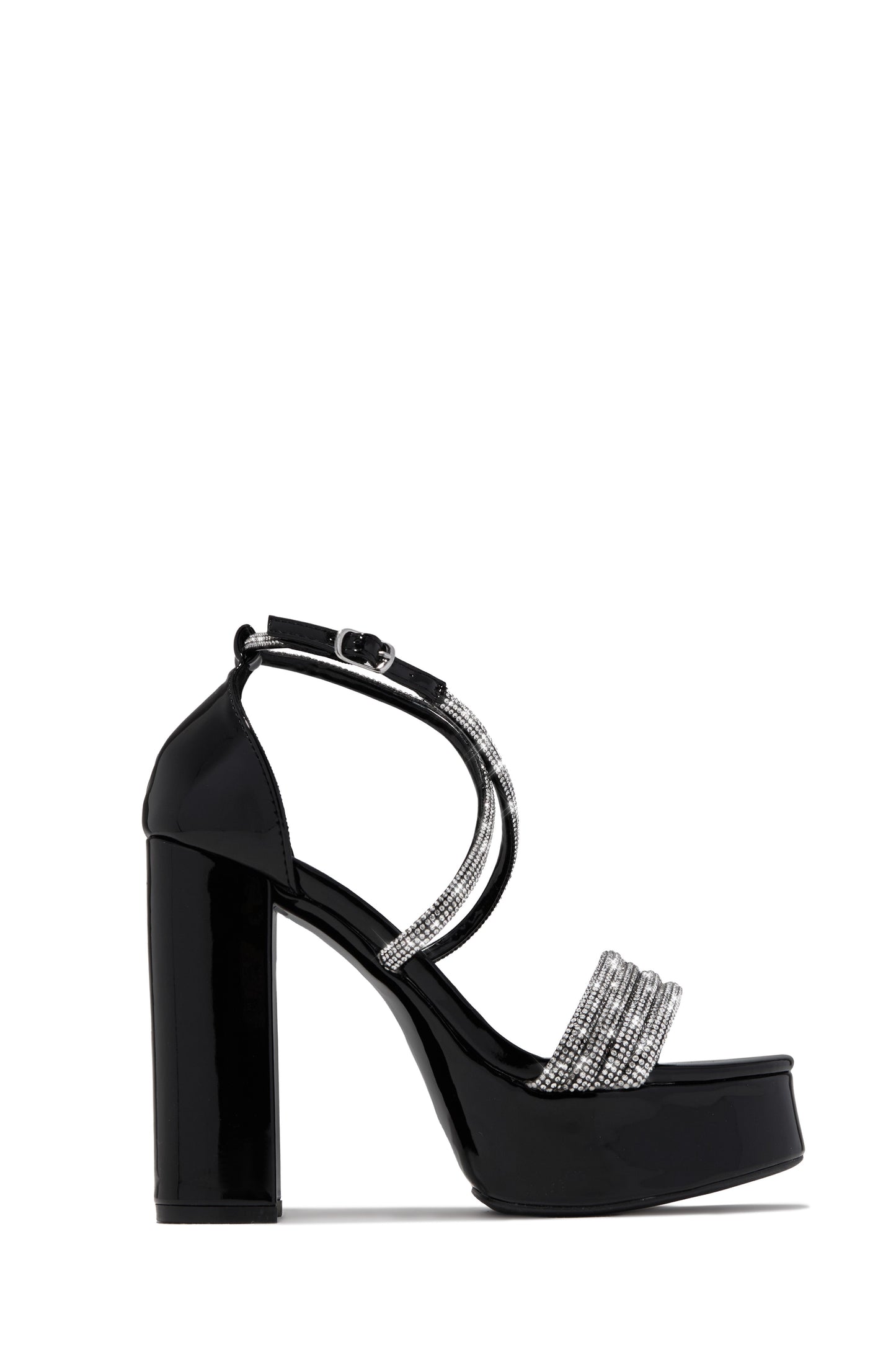Special Nights Embellished Platform Block Heels - Black