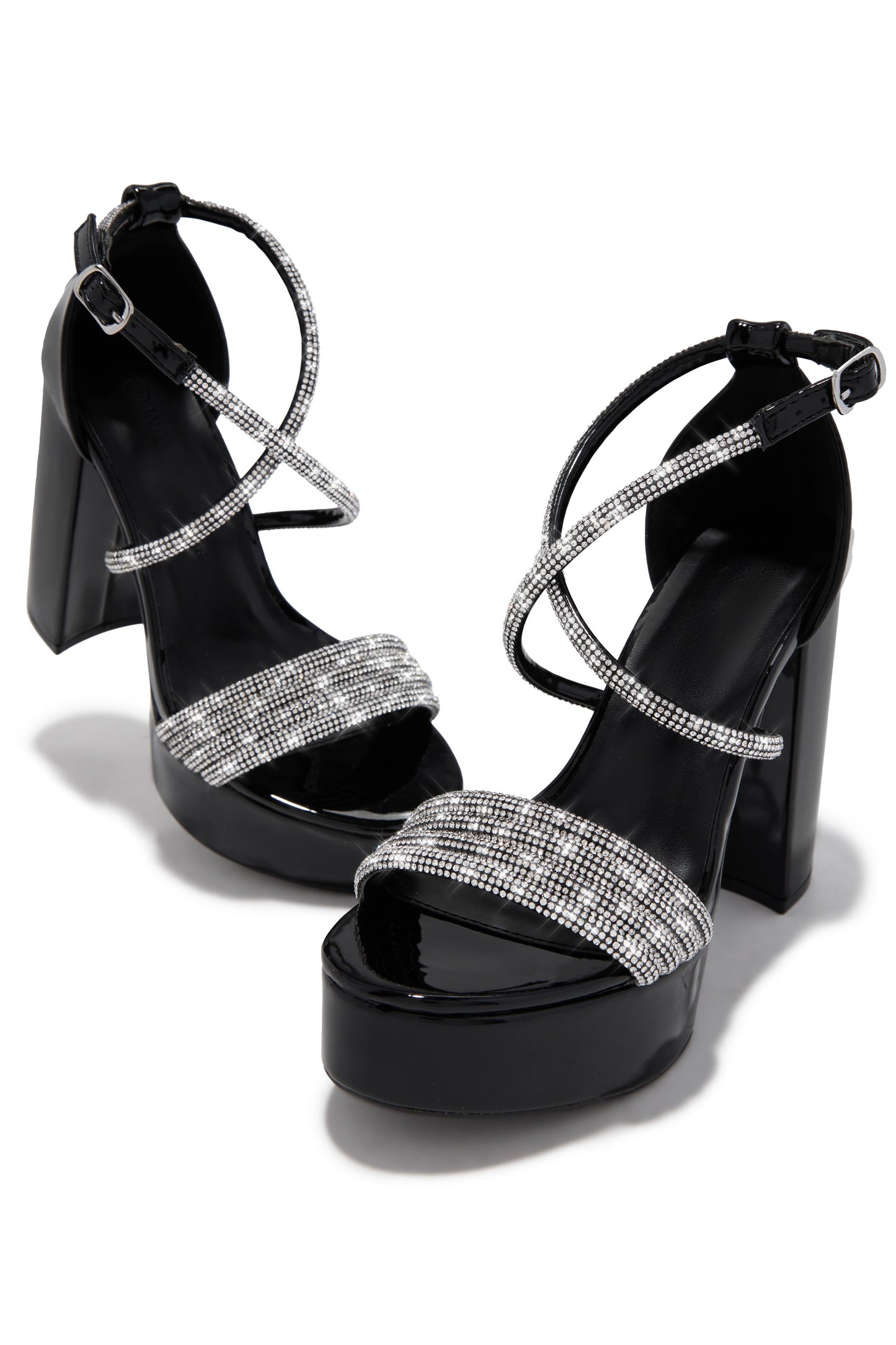 Special Nights Embellished Platform Block Heels - Black