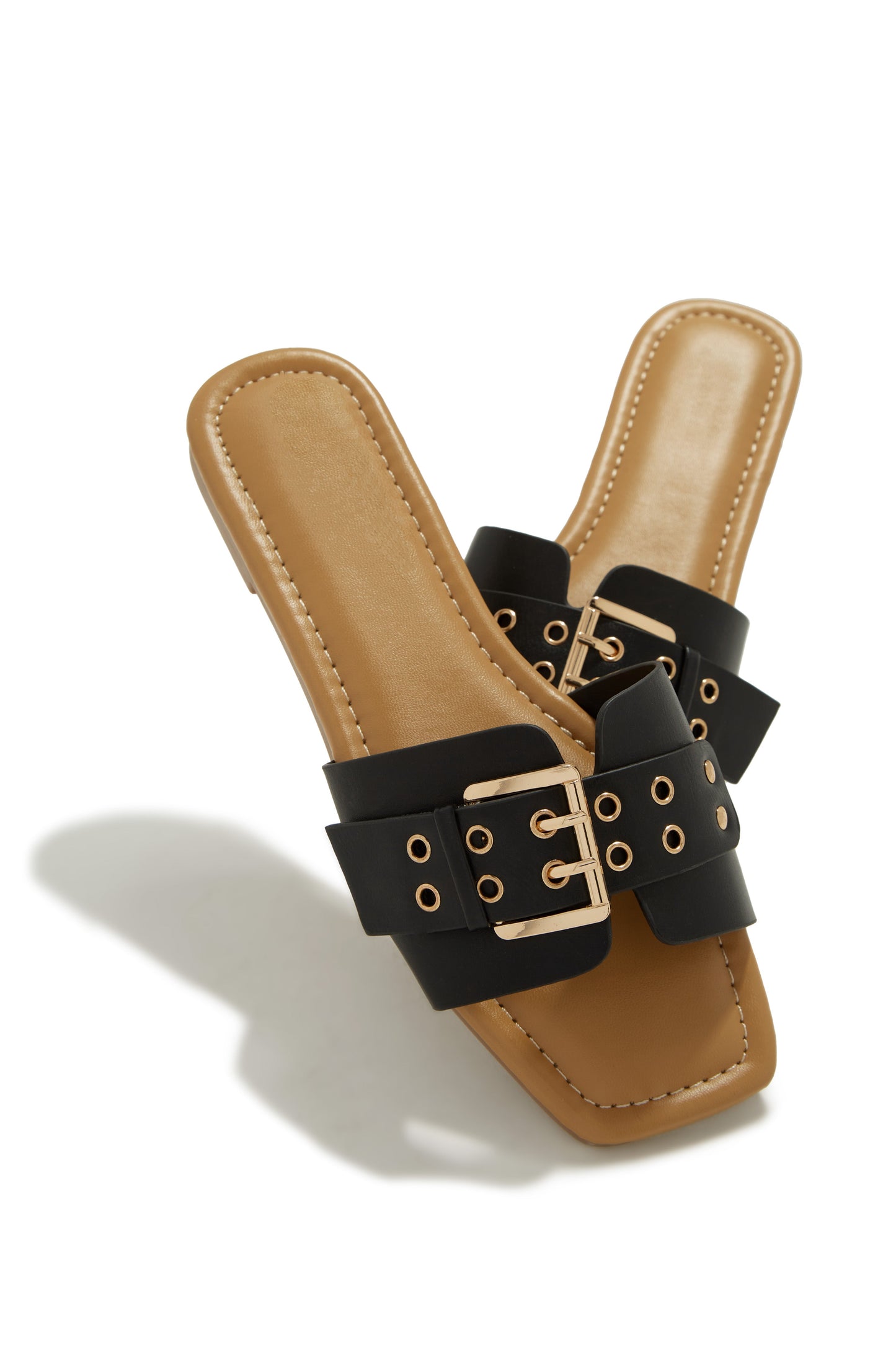 Italian Streets Flat Slip On Sandals - Black
