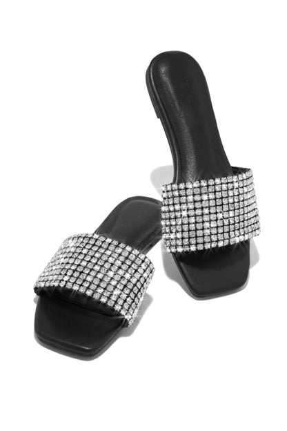 Marline Embellished Slide Sandals - Silver