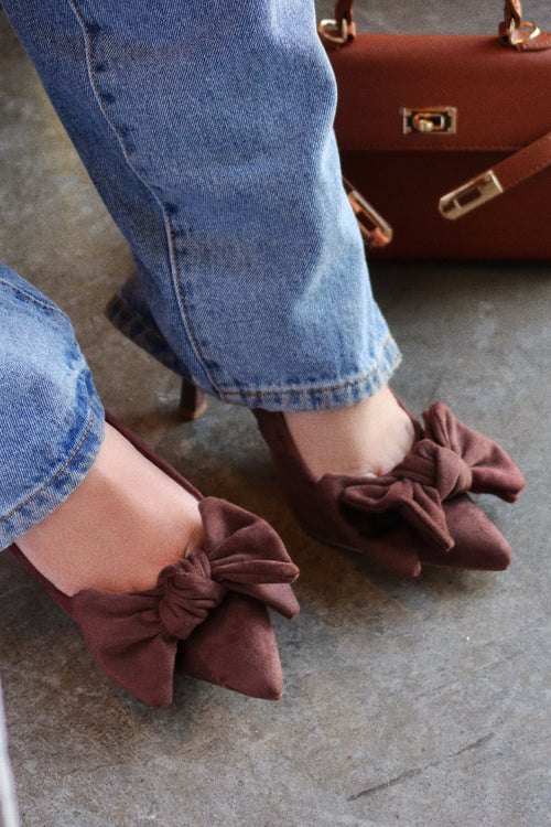 Kirstie Bow Slingback Pumps - Brown