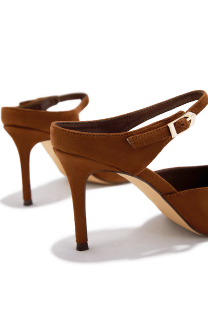 Kaley Mule Heel Pumps - Tan