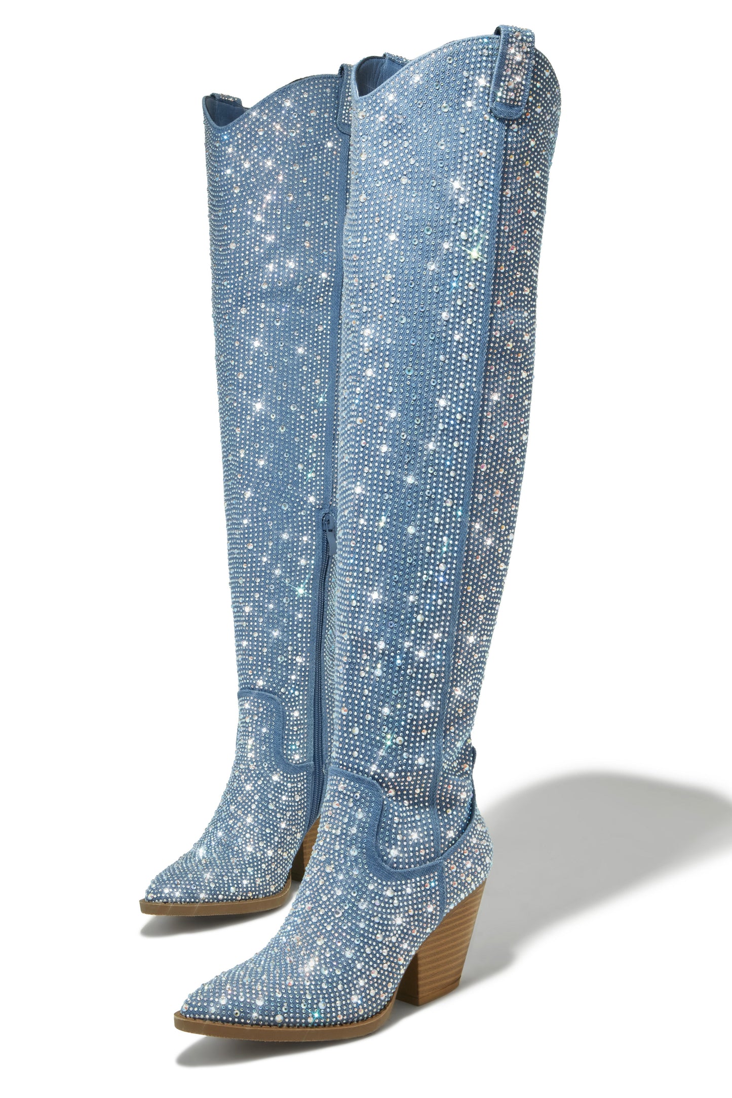 Nights In Nashville Embellished Cowgirl Boots - Denim