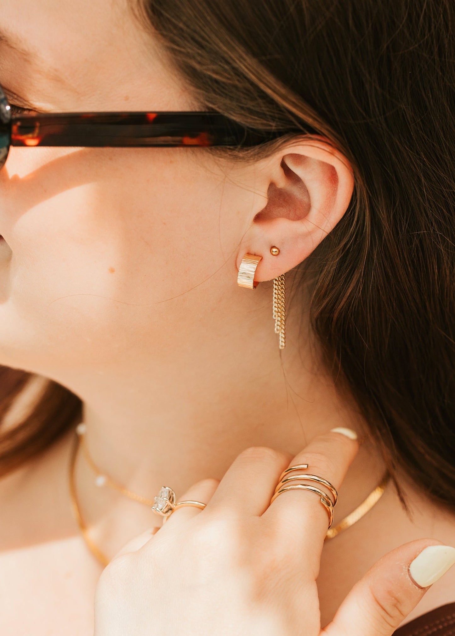 Golden Hour Huggie Hoops