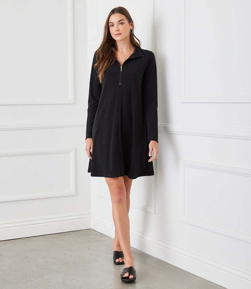Petite Size Zip-Up Travel Jersey Dress