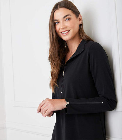 Petite Size Zip-Up Travel Jersey Dress