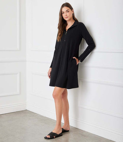 Petite Size Zip-Up Travel Jersey Dress